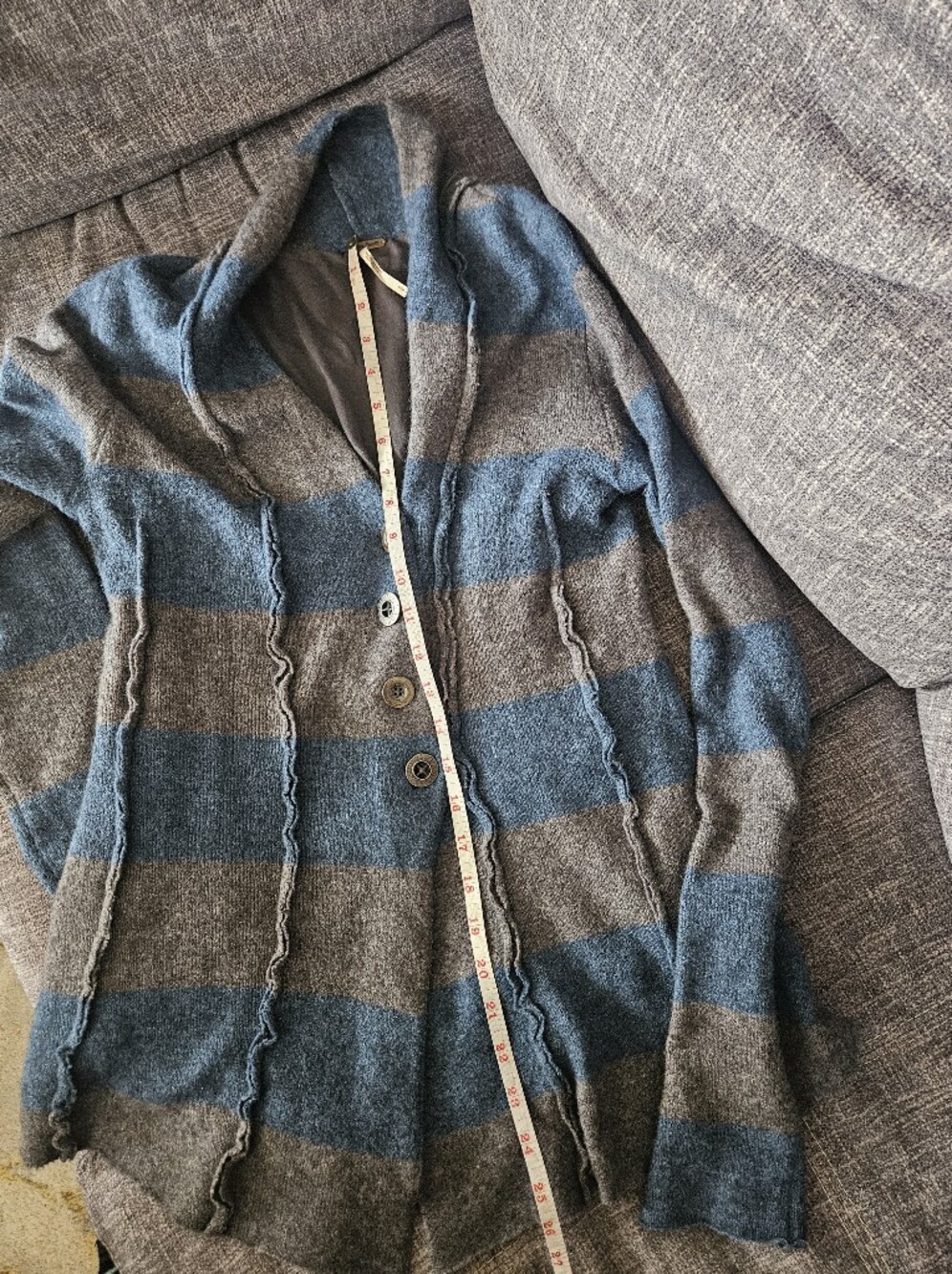 Free People Button-Up Cardigan Sweater featuring an exposed raw-edge seam - Picture 10 of 11